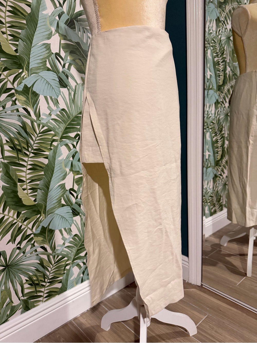 NWT Zara Cream Asymmetric High-Low Linen Blend Skirt Skort XS